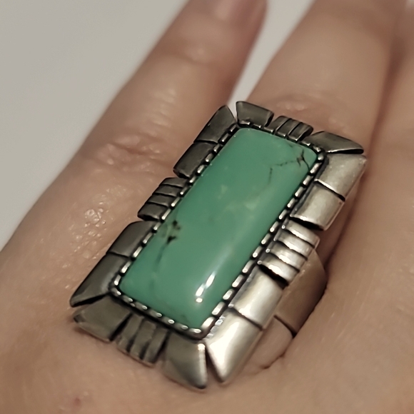 Carolyn Pollack Relios Turquoise Sterling Silver Ring sz8 - Picture 9 of 11